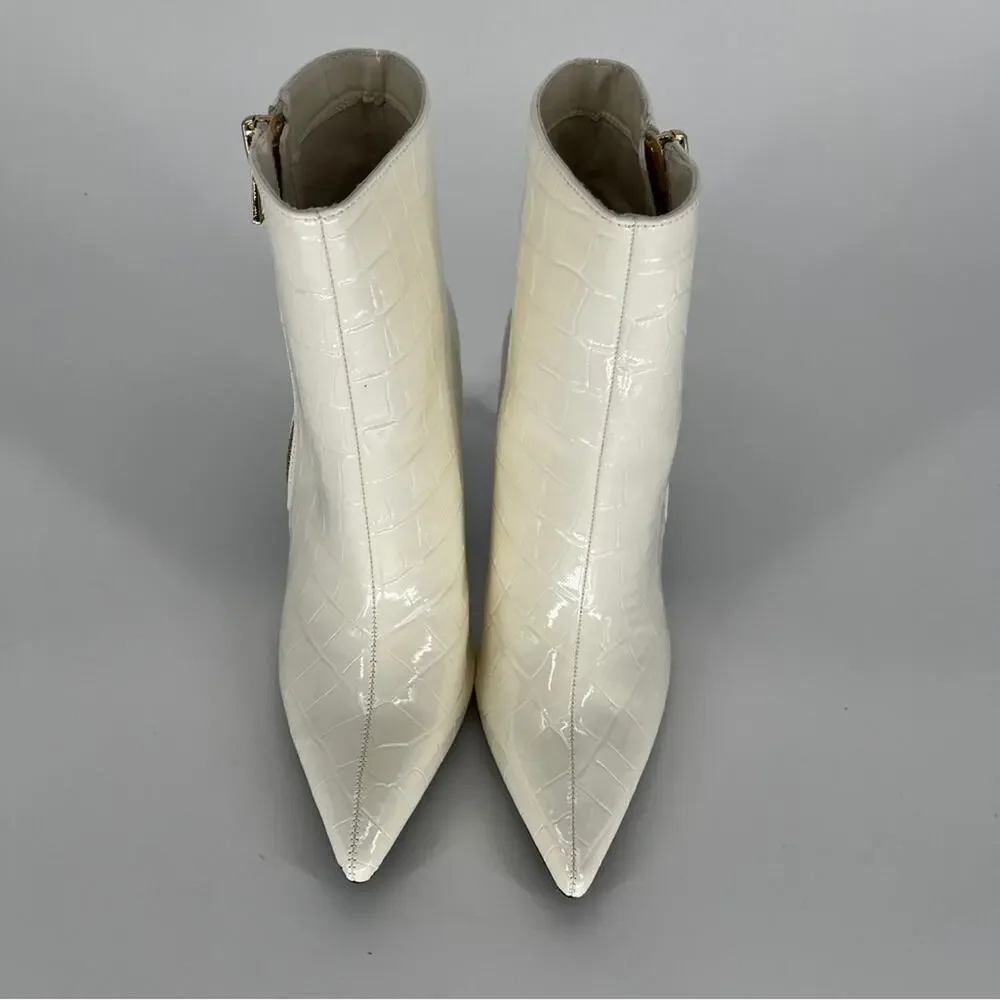 INC International Concepts Sarishaa Heeled Zip boots white croc - 9.5
